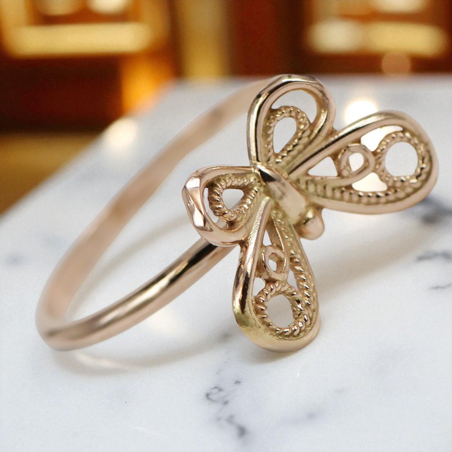 Vintage rose pink 14k 585 gold Vintage ring vrn088