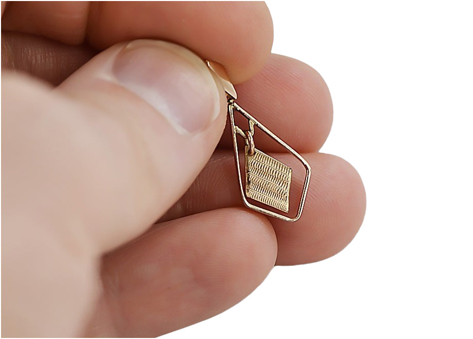 Vintage rose pink 14k 585 gold square Vintage pendant vpn003