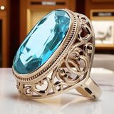 Rose pink 14k gold 585 aquamarine ring vrc184 Vintage