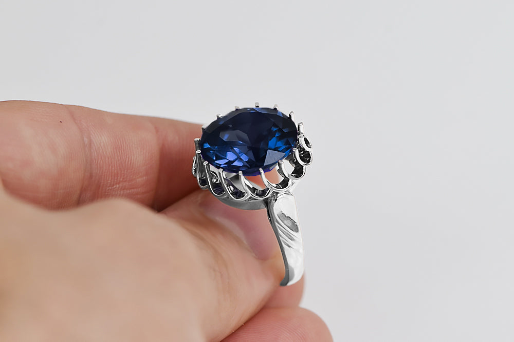 Ring Vintage Jewlery Sapphire Sterling silver 925 vrc035s vrc035s-sp