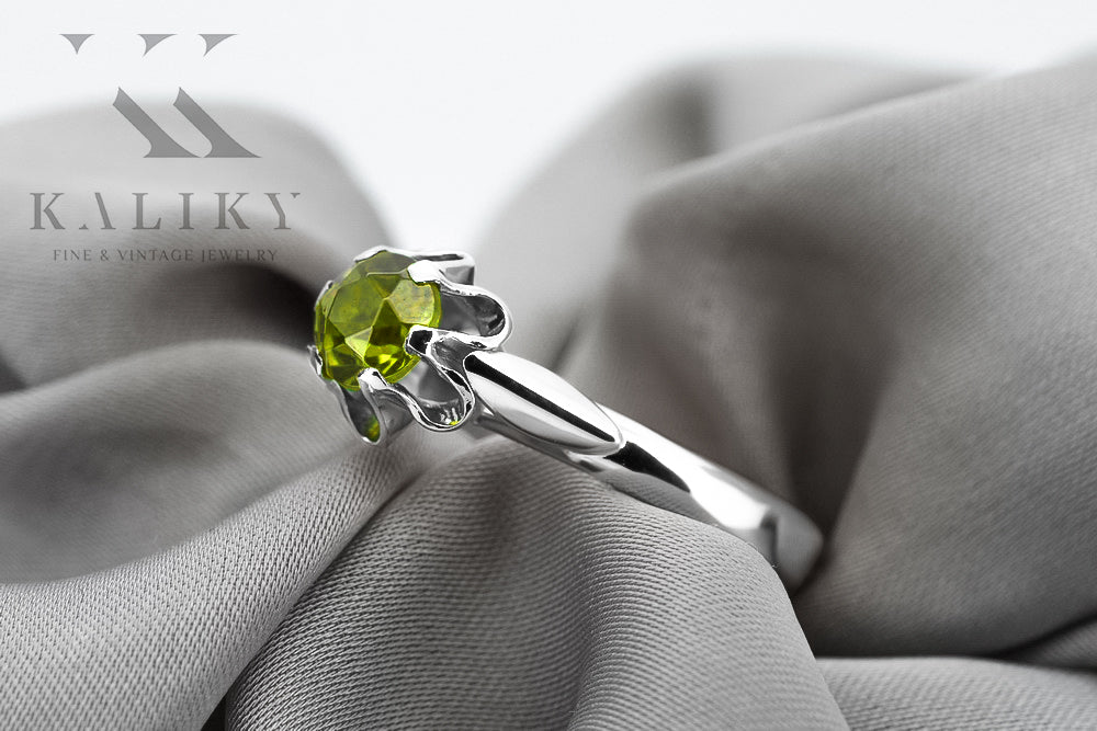 Ring Yellow Peridot Sterling silver 925 Vintage craft vrc094s vrc094s-yp