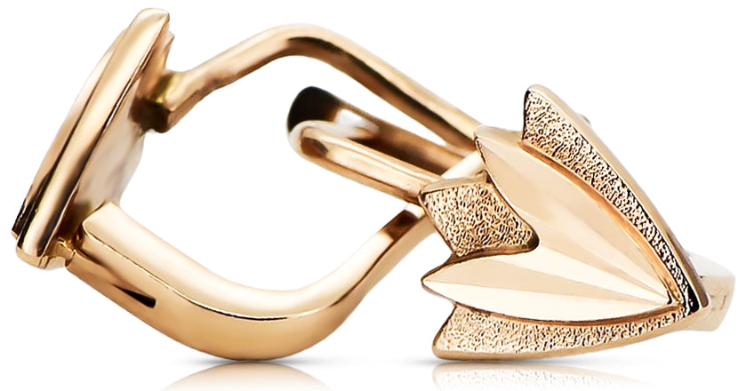 Rose pink 14k 585 gold Vintage leaf earrings ven170