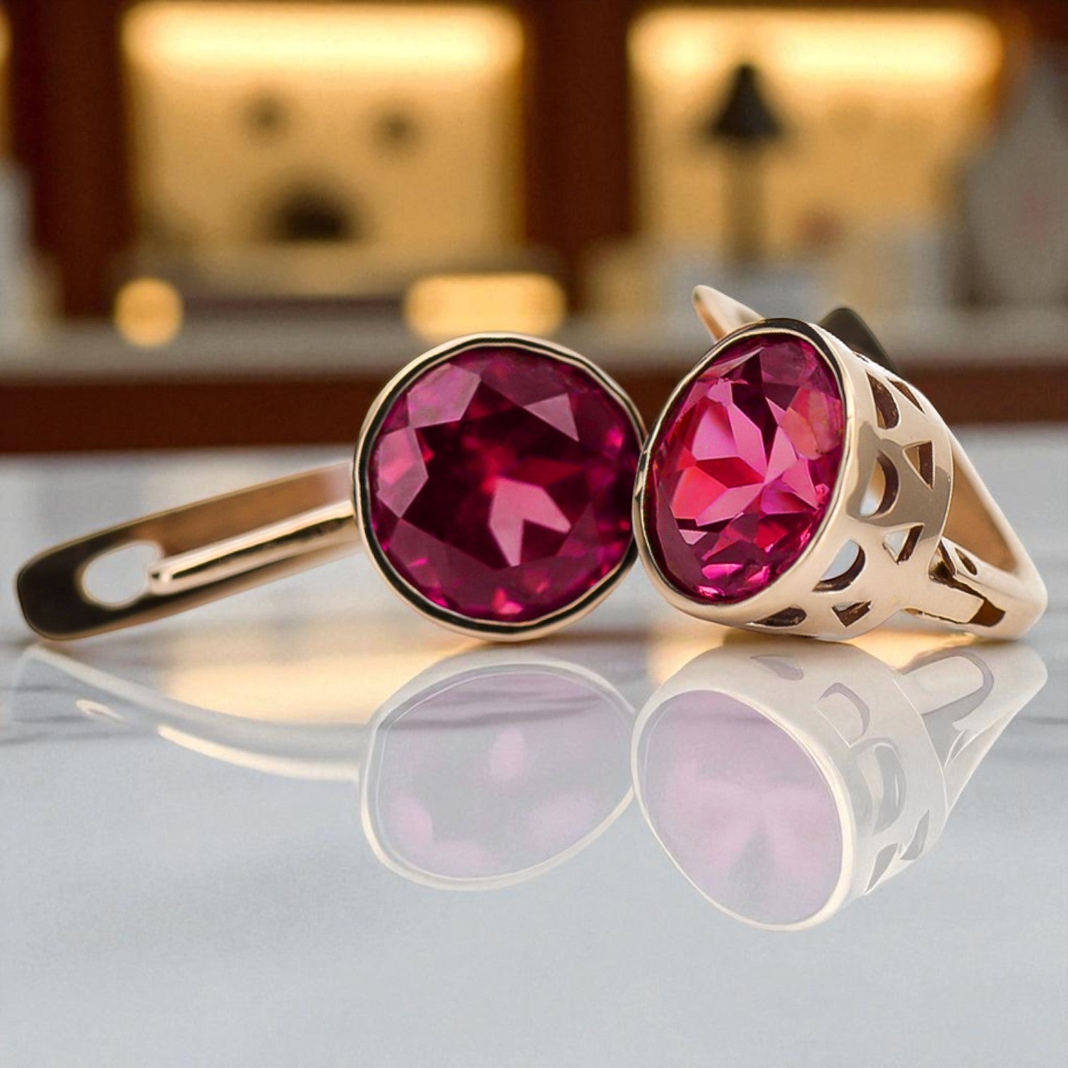 Vintage rose pink 14k 585 gold Ruby earrings vec107