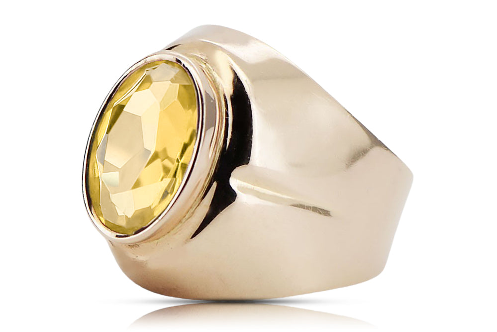 Vintage Jewlery Ring Yellow Peridot Original Vintage 14K Rose Gold vrc296r vrc296r-yp