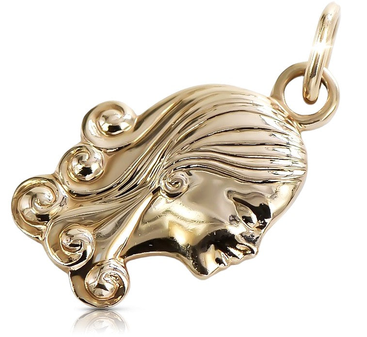 Pendant pendant made of rose red gold 14k 585 Vintage zodiac vzp001