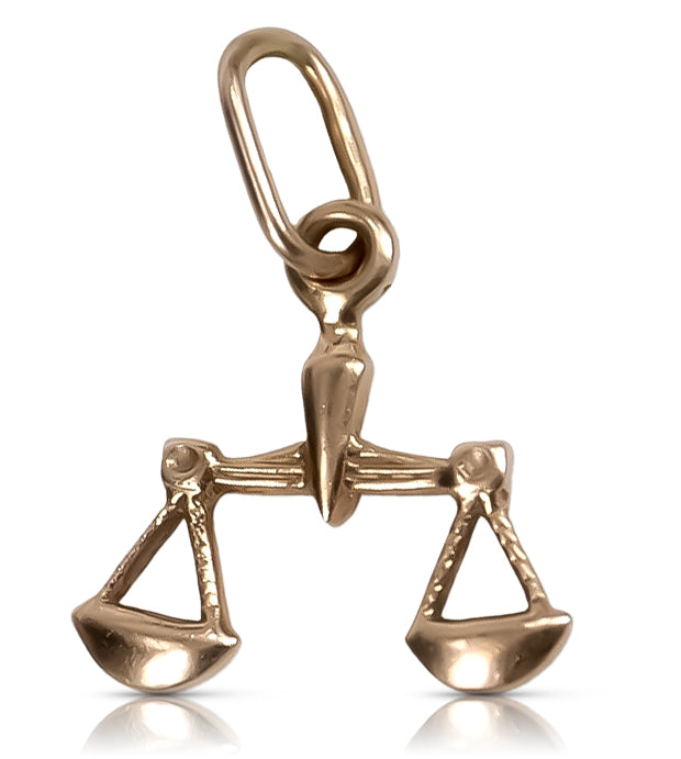 Pendant pendant made of rose red gold 14k 585 Vintage zodiac Libra vzp005