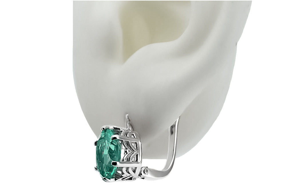 Silver 925 Russian style emerald earrings vec003s Vintage Russian Soviet style vec003s-em