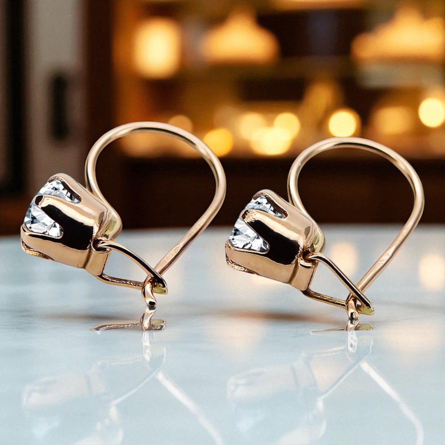 Original Vintage 14K Rose Gold Zircon Earrings Vintage vec056r vec056r-zi