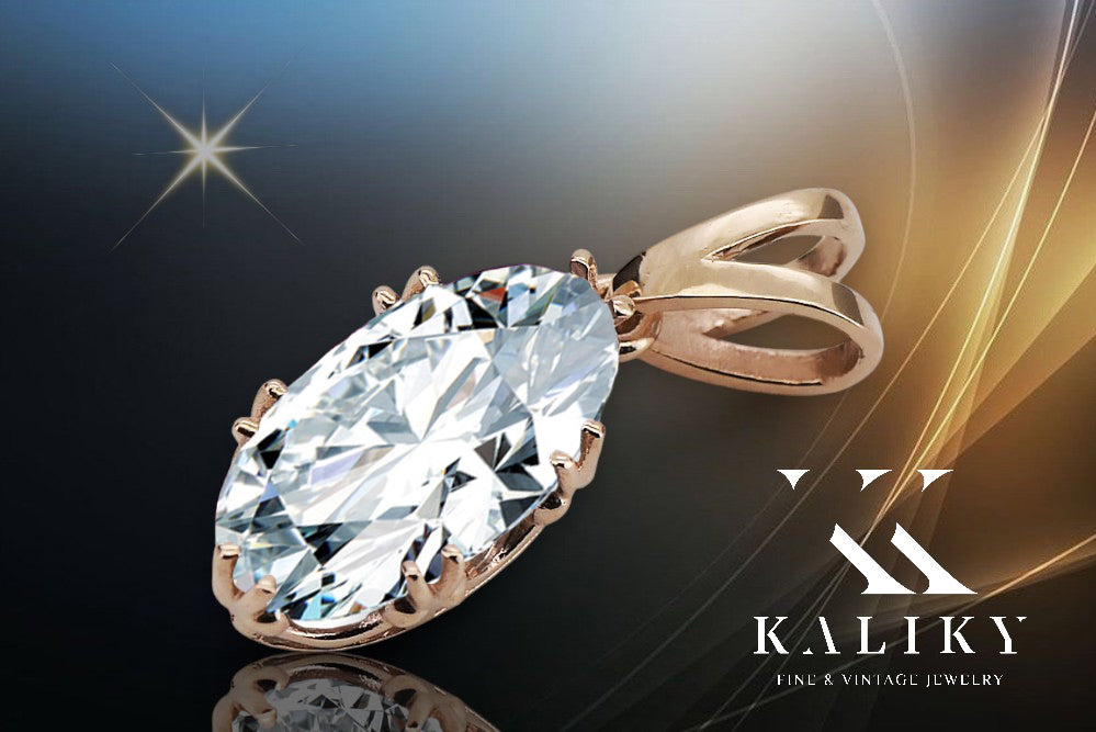 Vintage Pendant Zircon Original Vintage 14K Rose Gold vpc019r vpc019r-zi