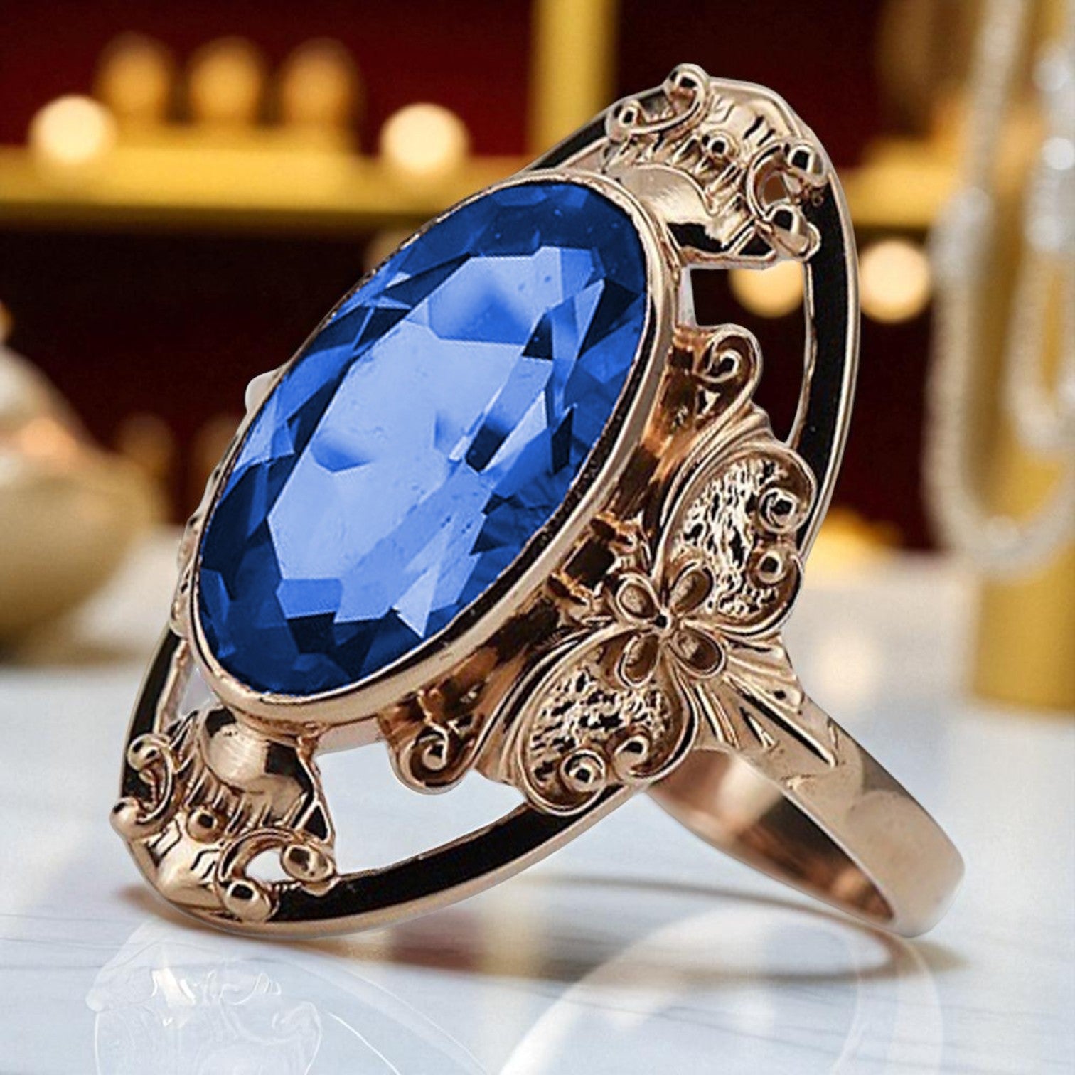 Vintage rose pink 14k gold 585 Sapphire ring vrc014 Vintage vrc014r-sp