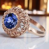 Ring Sapphire Original Vintage 14K Rose Gold Vintage style vrc059r vrc059r-sp