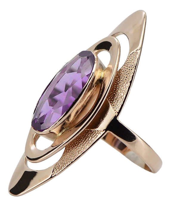 Vintage Rose 14k Gold 585 Amrthyst Ring vrc189 Vintage