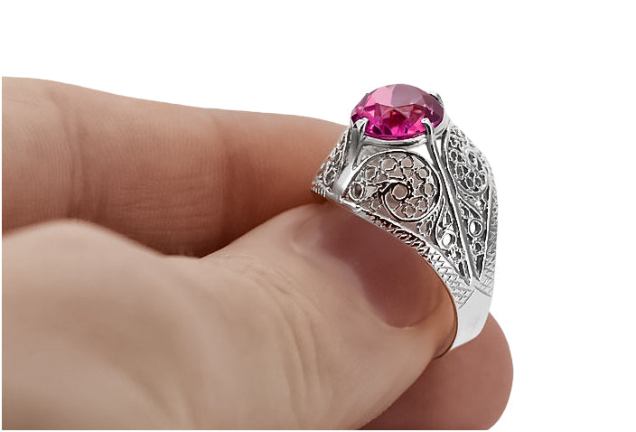 Silver 925 Ruby ring vrc026s Vintage vrc026s-rb