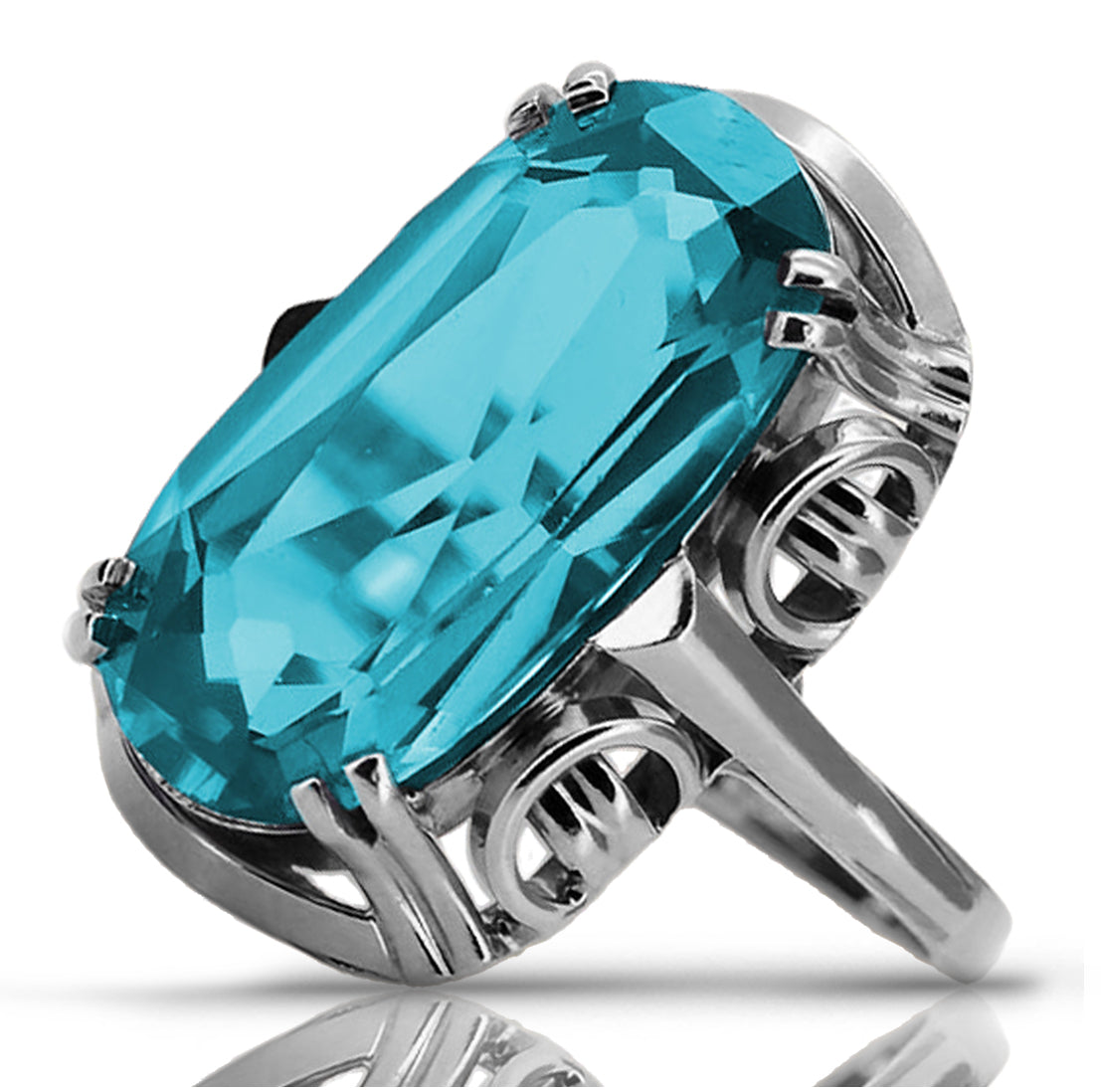 Vintage silver 925 Aquamarine ring vrc038s Vintage vrc038s-aq