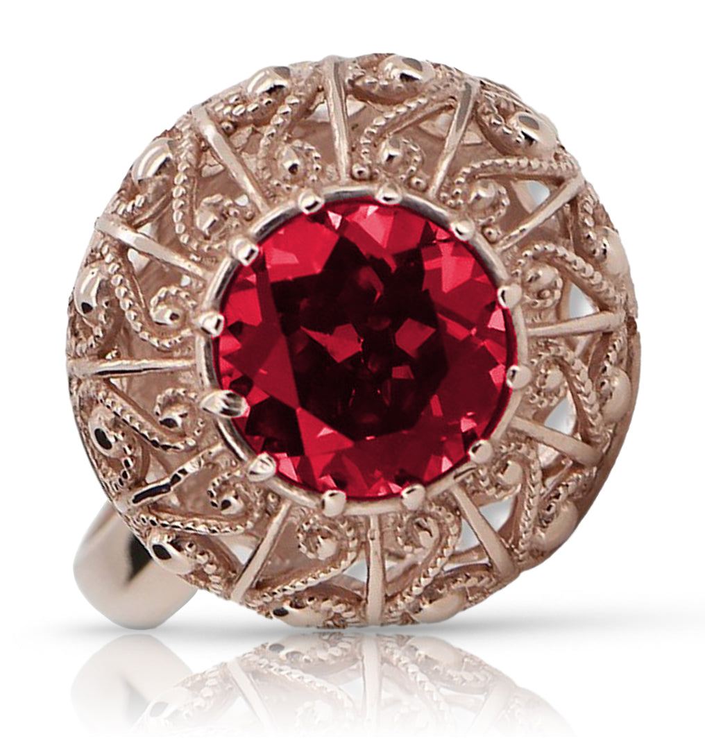 Original Vintage 14K Rose Gold Ruby Ring Vintage style vrc059r vrc059r-rb