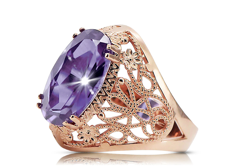 Alexandrite Original Vintage 14K Rose Gold Ring Vintage style vrc074r vrc074r-ax