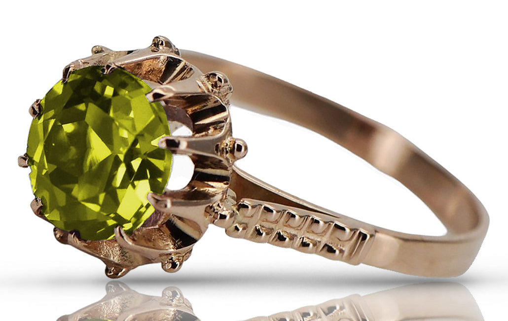 Vintage rose pink 14k gold 585 Peridot ring vrc045 Vintage