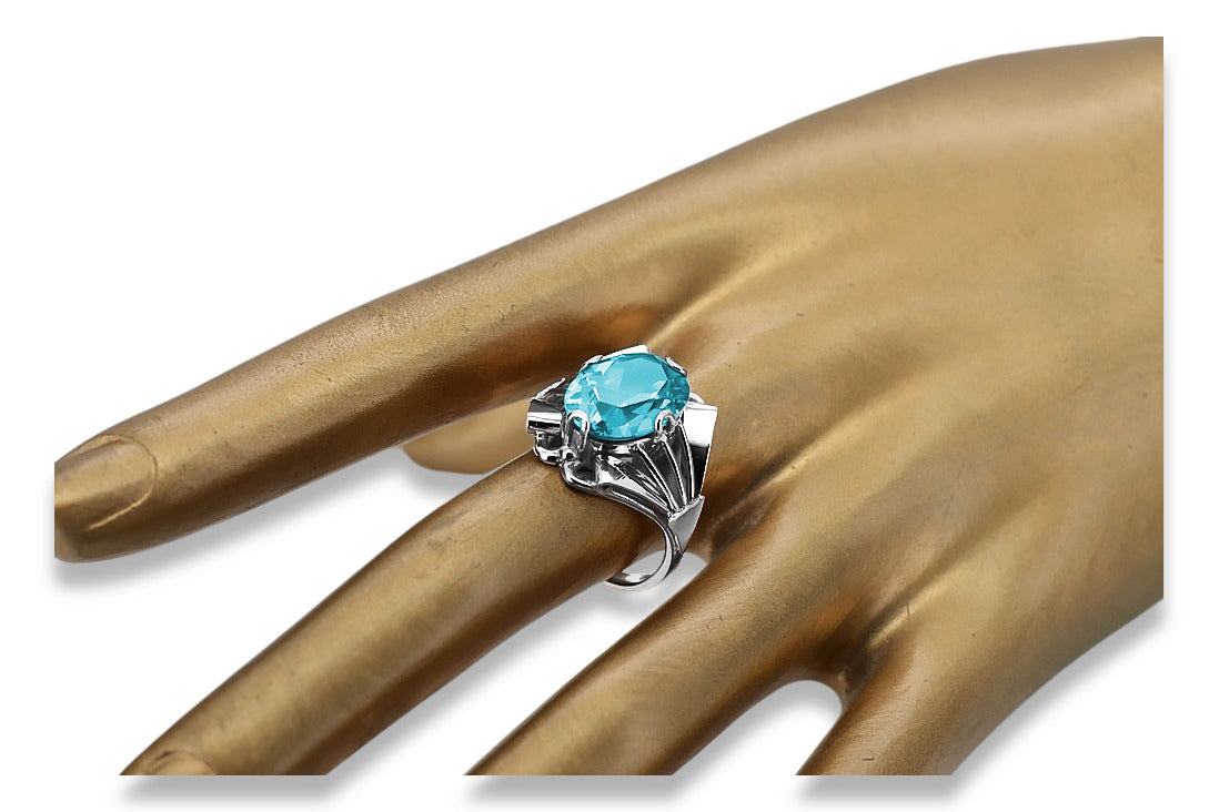 Vintage silver 925 Aquamarine ring vrc015s Vintage vrc015s-aq