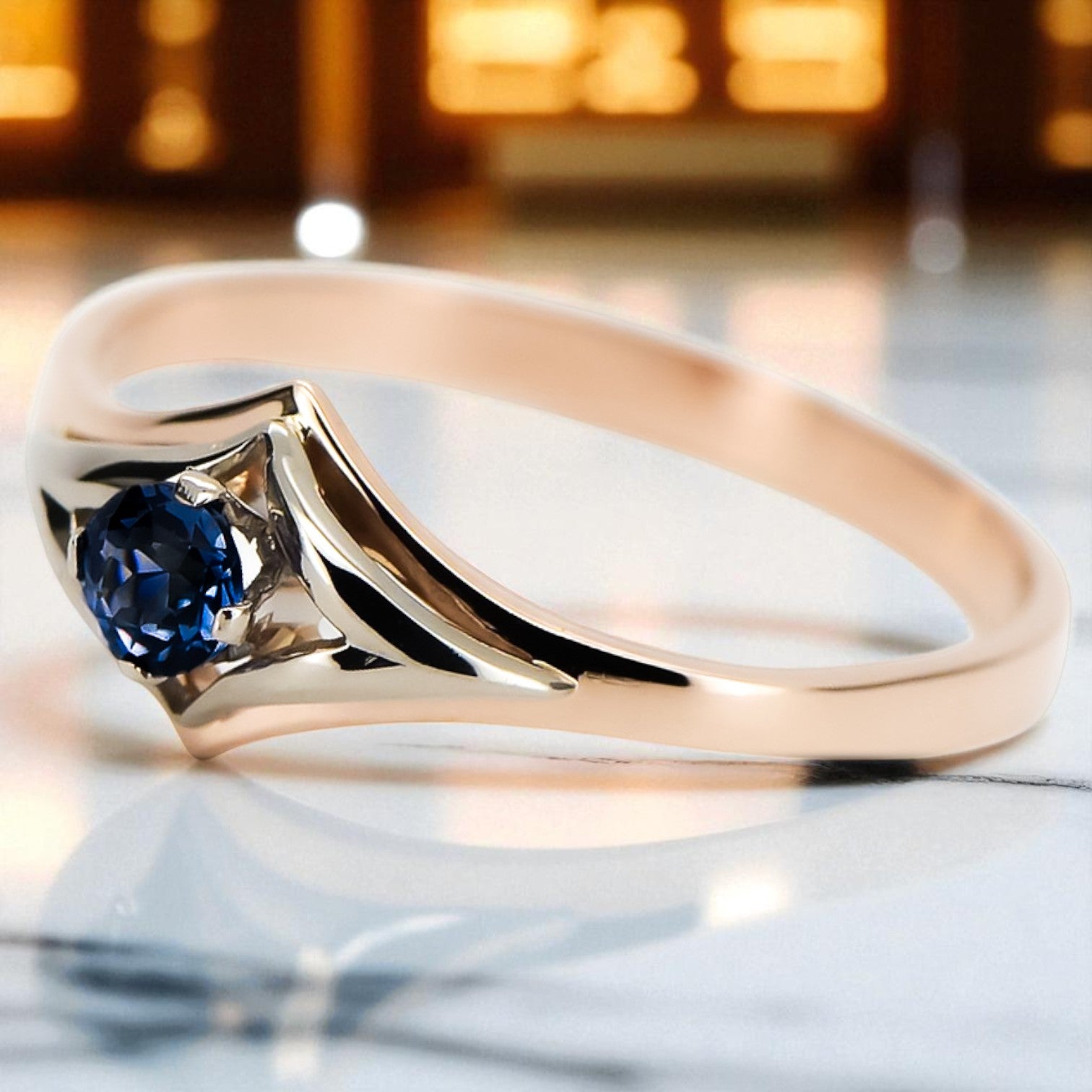 Ring Vintage Jewlery Sapphire Original Vintage 14K Rose Gold vrc351r vrc351r-sp