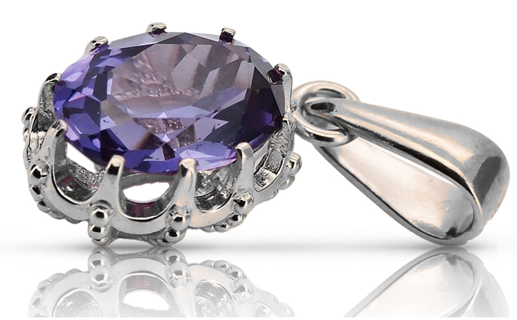 Silver 925 pendant with alexandrite vpc008s Russian Soviet Vintage style vpc008s-ax