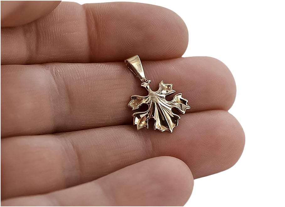 Vintage rose pink 14k 585 gold Vintage leaf pendant vpn077