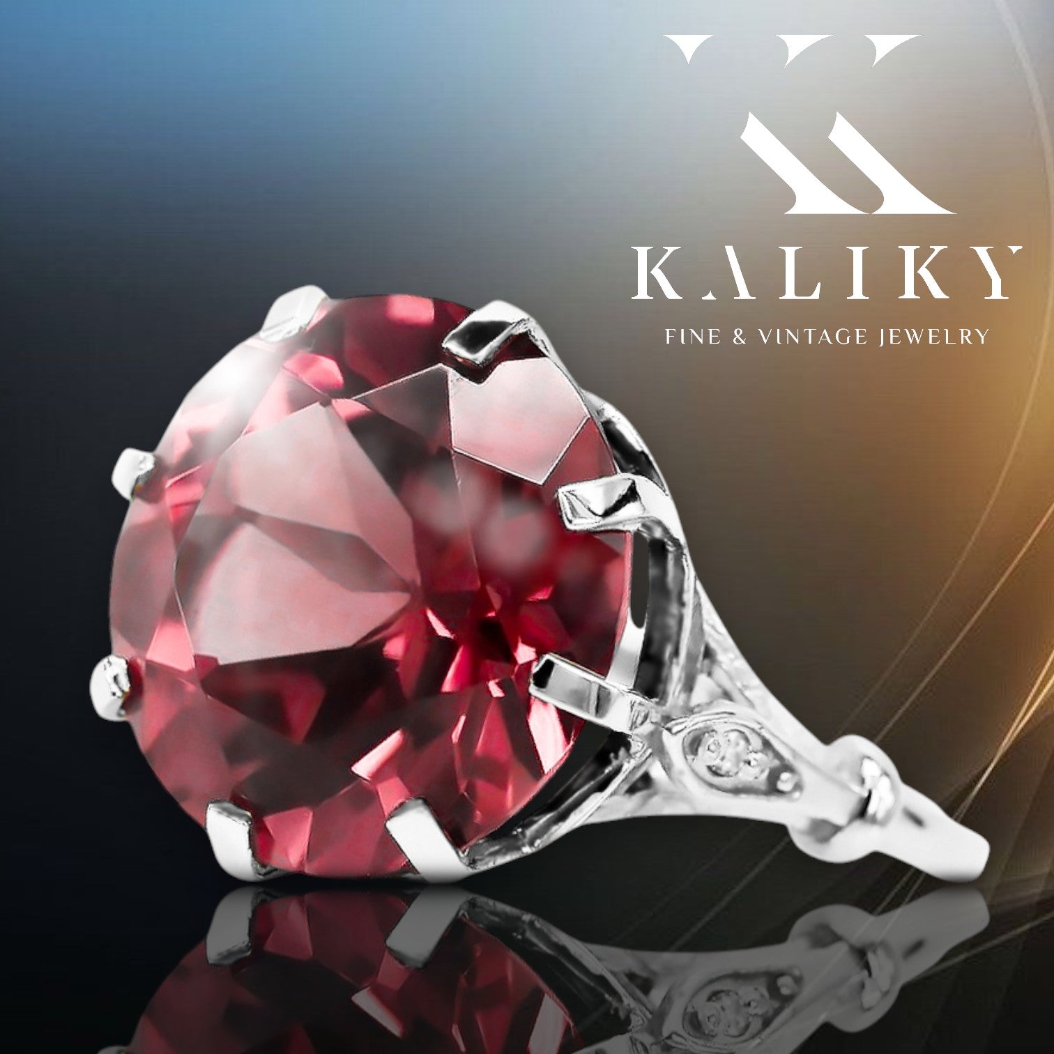 Ring Vintage Ruby Sterling silver 925 vrc073s vrc073s-rb