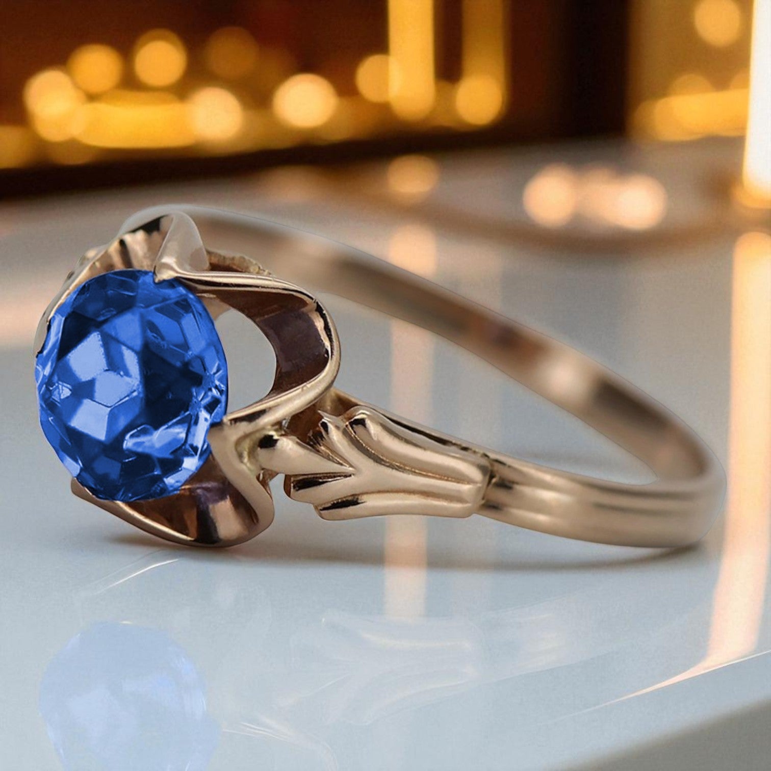 Vintage rose pink 14k gold 585 Sapphire ring vrc023 Vintage