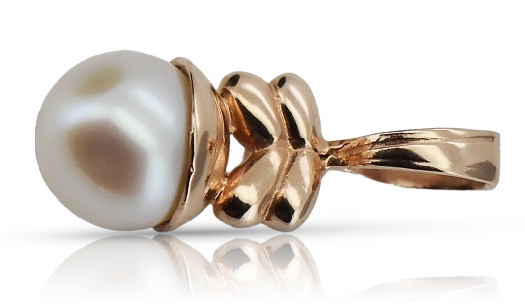 Vintage rose 14k 585 gold pearl pendant vppr005