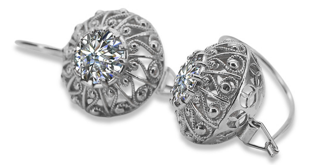 Vintage Vintage 925 Silver Zircon earrings vec002s Russian Soviet style vec002s-zi