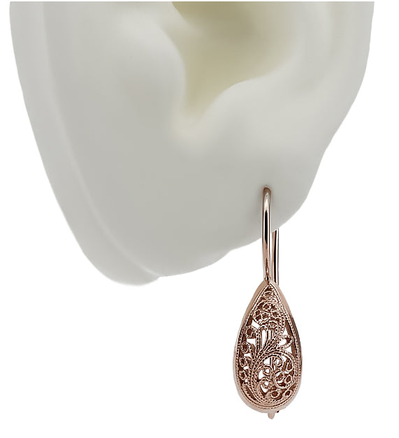 silver 925 rose gold plated Vintage earrings ven023rp