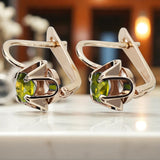 Vintage rose pink 14k 585 gold Peridot earrings vec018 Russian Soviet style