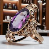 Vintage rose pink 14k gold 585 Amethyst ring vrc014 Vintage