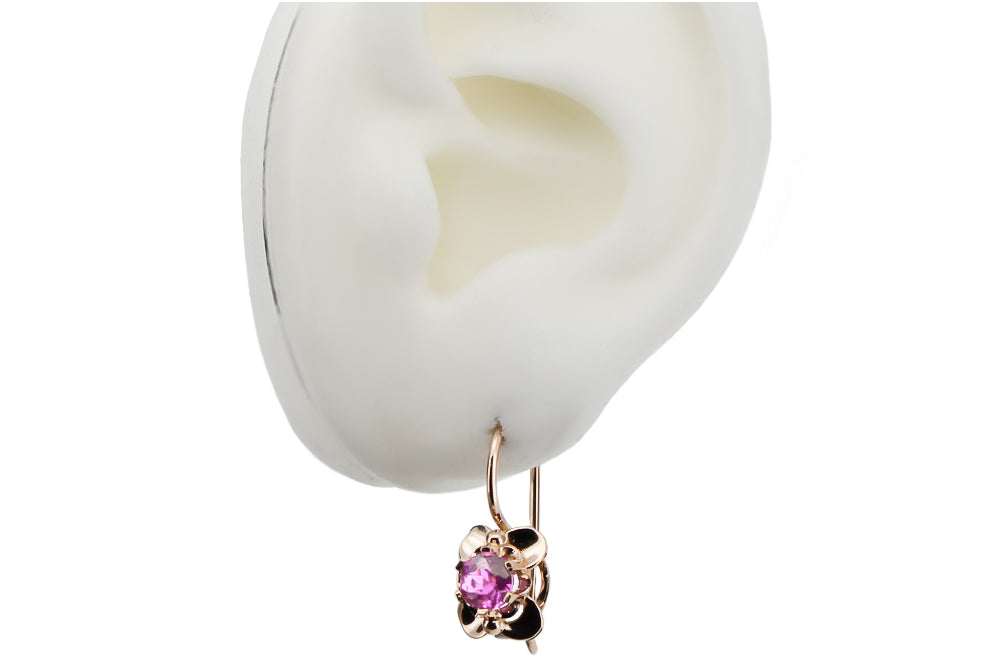 Earrings Amethyst Original Vintage 14K Rose Gold Vintage craft vec116r