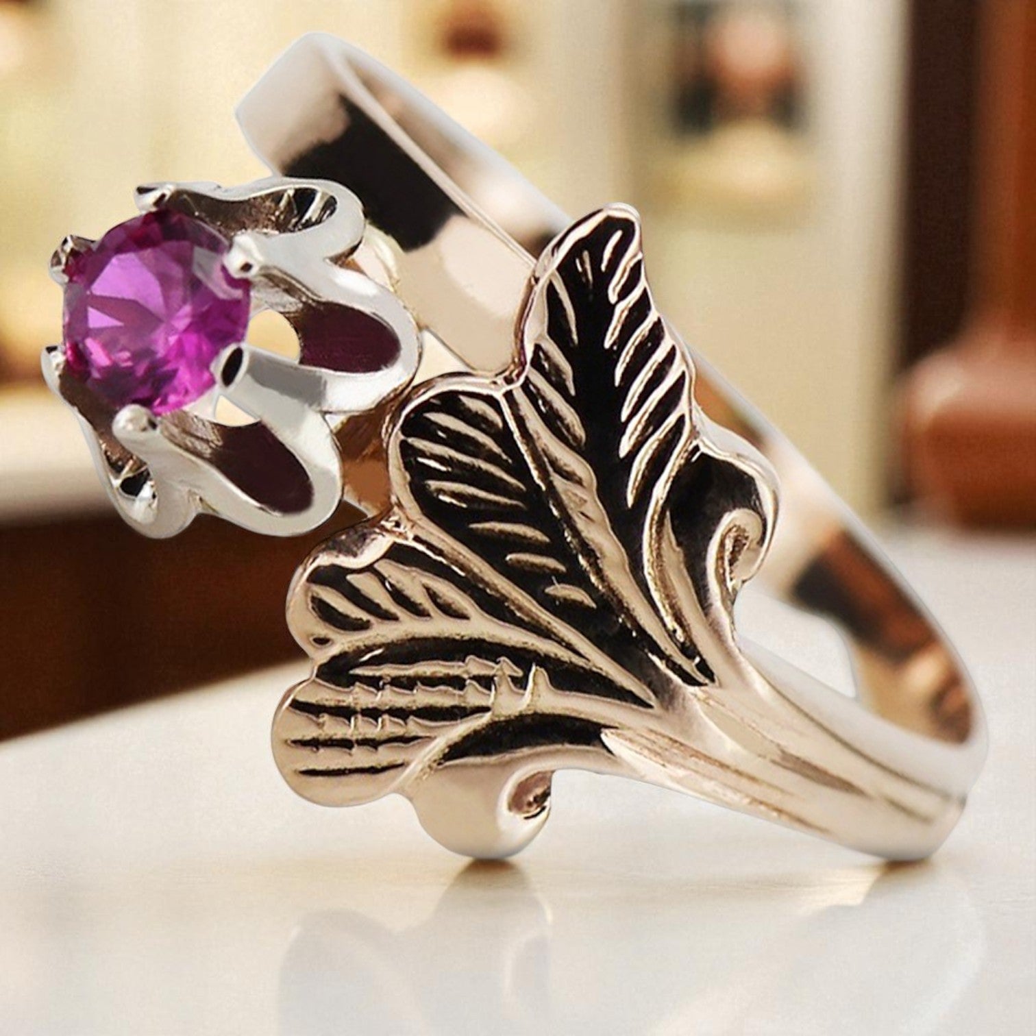 Vintage rose pink 14k gold 585 Amethyst ring vrc169 Vintage