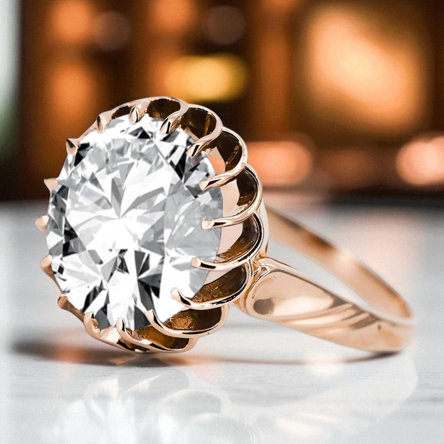 Vintage Jewlery Ring Zircon Original Vintage 14K Rose Gold vrc035r