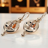 Vintage rose pink 14k 585 gold Samovar earrings ven244