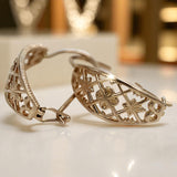 Vintage rose pink 14k 585 gold Vintage openwork earrings ven146