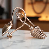 Vintage rose pink 14k 585 gold  Vintage heart earrings ven090