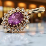 Vintage rose pink 14k 585 gold amethyst pendant vpc018 Vintage