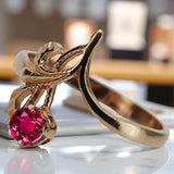 Vintage Rose pink 14k Gold 585 Ruby Ring vrc095 Vintage vrc095r-rb