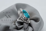 Vintage silver 925 Aquamarine ring vrc014s Vintage vrc014s-aq