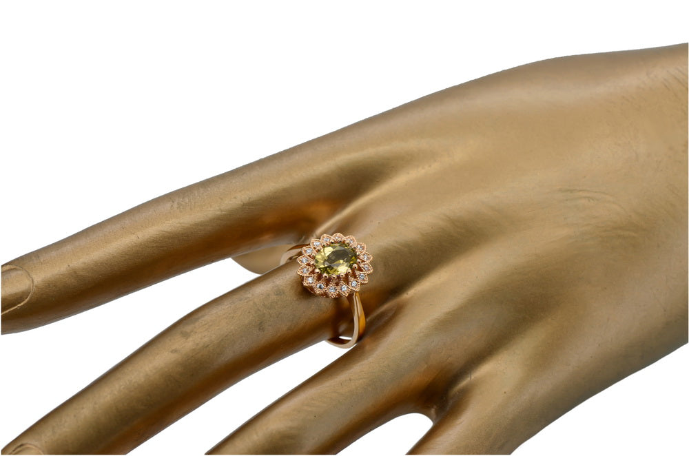 Vintage Jewlery Ring Yellow Peridot Original Vintage 14K Rose Gold crc012r crc012r-yp