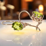 Vintage rose pink 14k 585 gold peridot earrings vec196 vec196r-yp