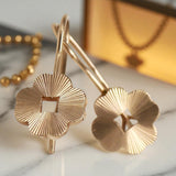 Vintage rose pink 14k 585 gold Vintage leaf earrings ven077