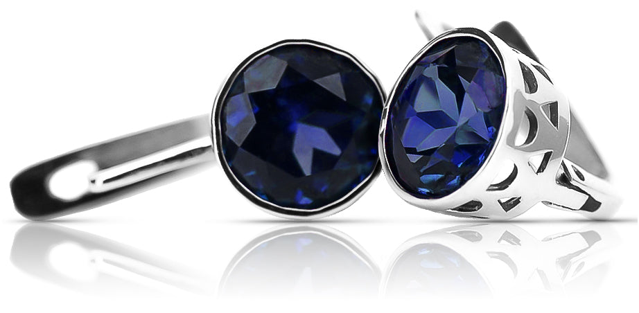 Vintage 925 Silver Sapphire earrings vec107s vec107s-sp