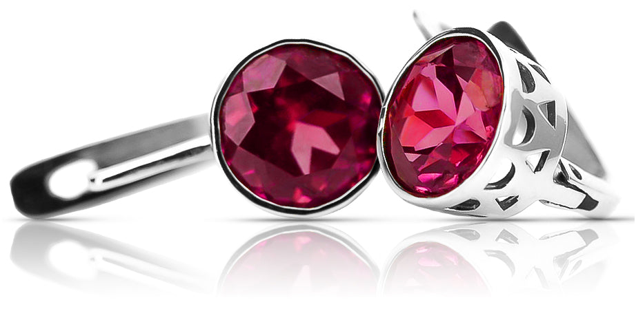 Vintage 925 Silver Ruby earrings vec107s vec107s-rb