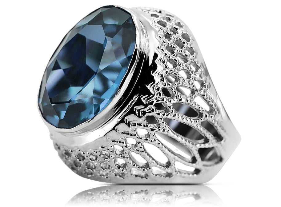 Silver 925 Aquamarine ring vrc089s Vintage