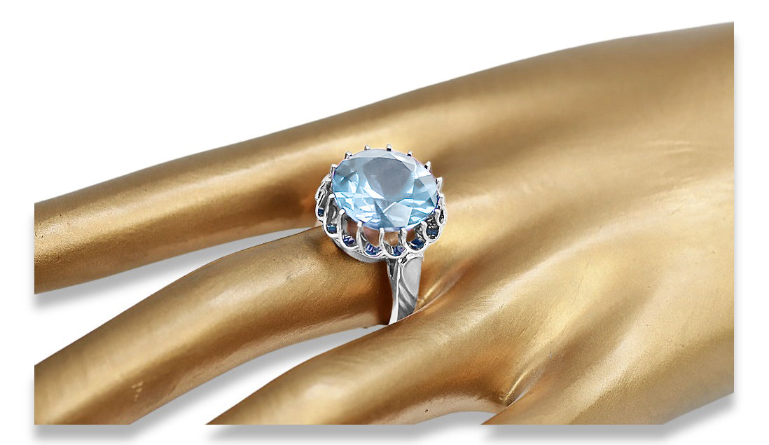 Sterling silver 925 Aquamarine Ring Vintage craft vrc035s vrc035s-aq