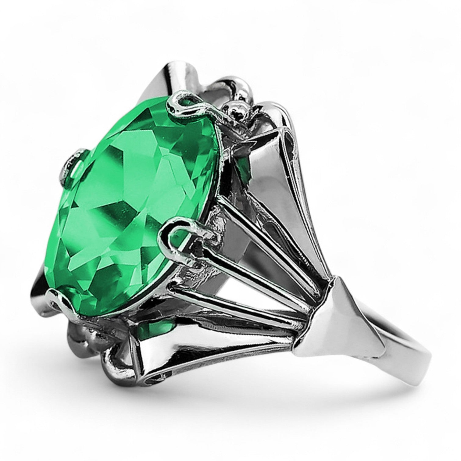 Vintage silver 925 Emerald ring vrc015s Vintage