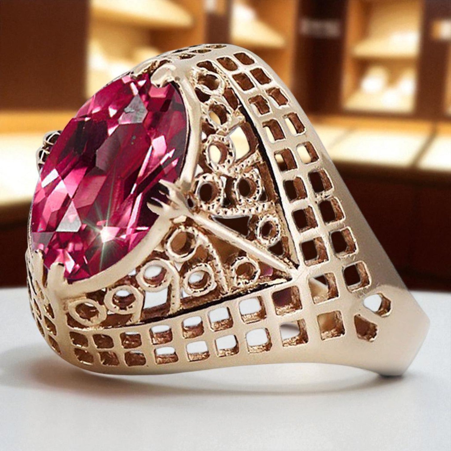 Vintage Rose 14k Gold 585 Ruby Ring vrc030 Vintage vrc030r-rb